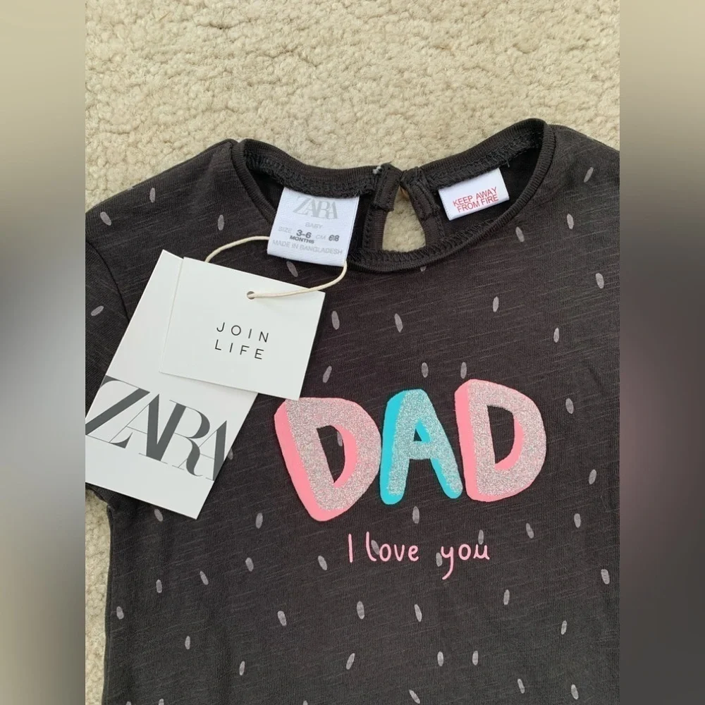 Zara NWT Size 3-6 Months Dad I Love You Long Sleeve Tee